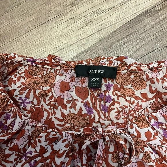 J.Crew Ruffle crinkle chiffon top in fête floral Size XXS - Picture 5 of 8